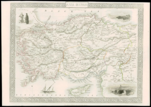 1850 Antique Map "ASIA MINOR" by Tallis CYPRUS TURKEY SYRIA RHODES (DW27)