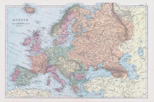 1898 Large Antique Colour Map EUROPE France Germany Turkey Russia Italy (NGA/7)