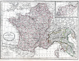 c1820 Original Antique Map FRANCE Empire Francais & ITALY Italie Germany