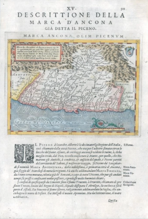 1597/8 Antique Map MARCA ANCONAE PICENUM Ancona Central Italy by Magini (G61)