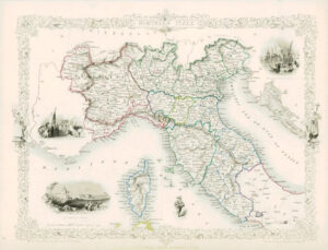 1851 Illustrated Antique Map "NORTHERN ITALY" & Corsica by TALLIS (DW135)