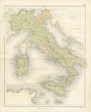 1860 Antique Map of  ITALY by Hughes/Bartholomew Colour  (13)