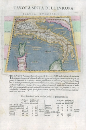 1597/8 Antique Map TAVOLA SESTA EUROPA Tabula VI ITALY Corsica by Magini (G48)