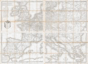 1814 Huge Folding Map CARTE ROUTE EMPIRE FRANCAIS + Europe Italy Germany TARDIEU