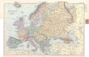 1893 Antique Map EUROPE British Isles France Germany Spain Portugal Italy (BPA4)