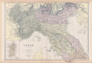 1882 LARGE Colour Antique Map of ITALY NORTH PART by BLACKIE (BA40)
