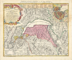 1762 Large Regional Map Switzerland LAVSONII LEMANI Geneva by ZANNONI (HM60)