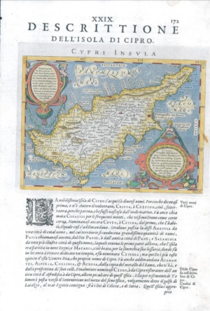 1597/8 Antique Map DELL ISOLA DI CIPRO CYPRI INSULA Cyprus by Magini (G556)