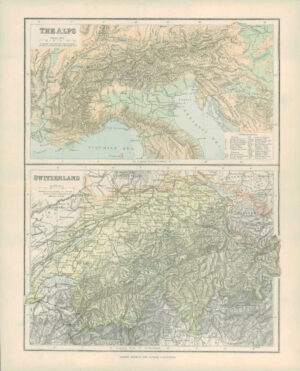 1900 Original Antique Colour Map of SWITZERLAND - THE ALPS ITALY (06)