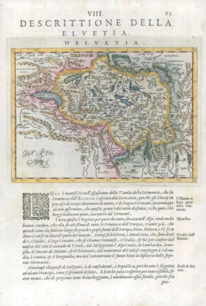 1597/8 Antique Map DESCRITTIONE DELLA HELVETIA Switzerland by Magini (G16)