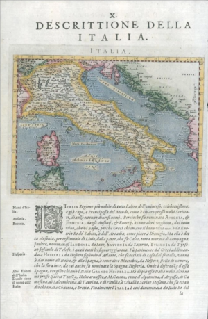 1597/8 Antique Map ITALY DESCRITTIONE DELLA ITALIA Corsica Sardinia Magini (G21)