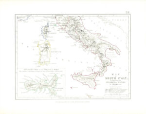 1852 Antique Map of SOUTH ITALY to Illustrate the INVASION OF NAPLES 1806 (AM38)
