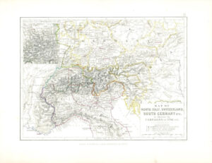 1852 Antique Map of NORTH ITALY SWITZERLAND SOUTH GERMANY Campaigns 1796 (AM11)