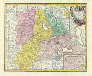 1763 Large Map of Switzerland CANTON LUCERN Lucernensis by Homann (HM56)