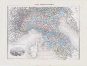 1892 Large Colour Antique Map of ITALIE SEPTENTRIONALE Northern Italy (NAI/31)