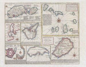 c1752 Map of St HELENA MALTA CAPE VERDE MADERA TENERIFE by Bowen (LM20-80)