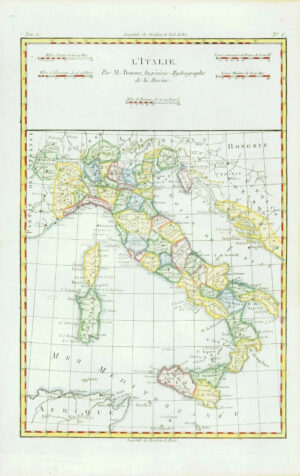 1773 Original Antique Map L'ITALIE Italy Sicily Sardinia by Bonne (BM3-20)