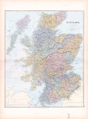 1887 Large Antique Folio Map SCOTLAND Stanford (SLA21)