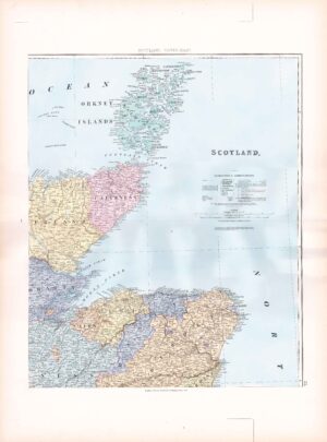 1887 Large Antique Folio Map SCOTLAND ORKNEY ISLANDS Stanford (SLA22)