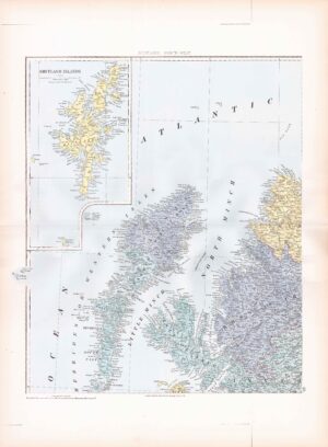 1887 Large Antique Folio Map SCOTLAND SHETLAND ISLANDS Stanford (SLA23)