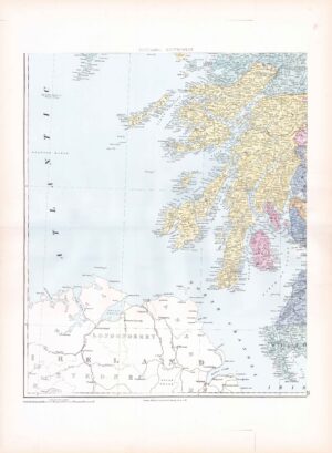 1887 Large Antique Folio Map SCOTLAND SOUTH WEST Stanford (SLA25)
