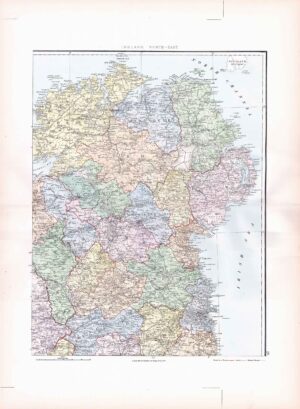 1887 Large Antique Folio Map IRELAND NORTH EAST Stanford (SLA27)