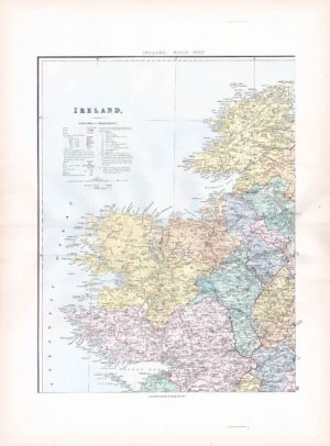 1887 Large Antique Folio Map IRELAND NORTH WEST Stanford (SLA28)