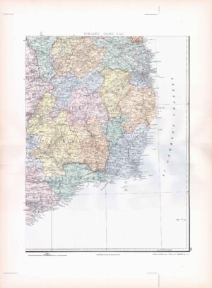 1887 Large Antique Folio Map IRELAND SOUTH EAST Stanford (SLA29)