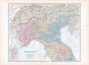 1887 Large Antique Folio Map NORTH ITALY Stanford (SLA41)
