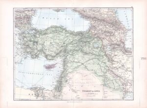 1887 Large Antique Folio Map ASIA Turkey Cyprus  Stanford (SLA52)