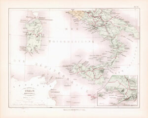 1865 Antique Map ITALIE MERIDIONALE Italy Sardinia Sicily (DEDG-11)