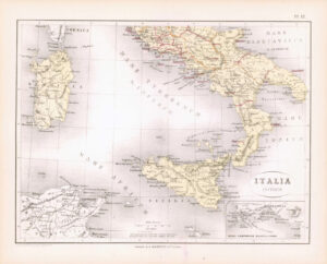 1865 Antique Map ITALIA INFERIOR Italy Sardinia Europe (DEDG-61)
