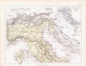 1865 Antique Map ITALIA SUPERIOR Italy Corsica Europe (DEDG-62)