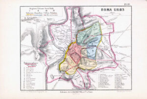 1865 Antique Map ROMA URBS Rome Italy Regions (DEDG-84)