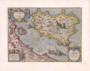 1590 Outstanding Map ISCHIA QUAE OLIM AENARIA Italy Naples by Ortelius