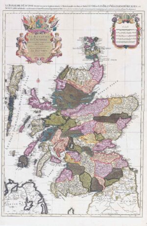 1693 Large Rare Map LE ROYAUME D'ECOSSE by Sanson & Jaillot SCOTLAND (LM24-19)