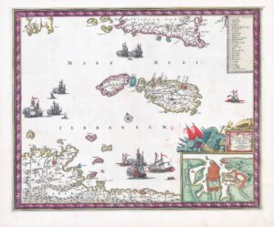 c1680 Map INSULA MALTA accuratissime delineata URBIBUS Malta Frederick de Wit