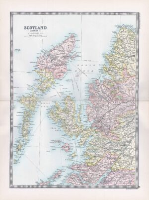 1912 Antique Map SCOTLAND MAPS North Minch Isle of Skye (BWM4-18)