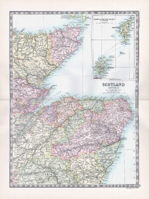 1912 Antique Map SCOTLAND MAPS Orkney Shetland Islands (BWM4-19)