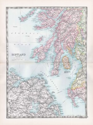 1912 Antique Map SCOTLAND MAPS North Channel Ireland (BWM4-20)