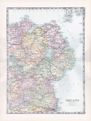1912 Antique Map IRELAND MAPS Lamlash Campbelton Neagh (BWM4-24)