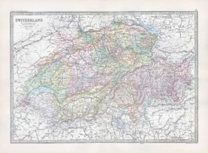 1912 Antique Map SWITZERLAND MAPS Alsace Tyrol Italy (BWM4-32)