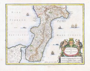 c1630 Map CALABRIA ULTRA OLIM ALTERA MAGNAE GRAECIAE Italy Sicily Jansson