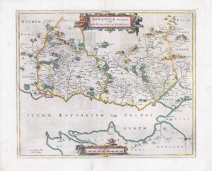 1654 ANNANDIAE Praefectura The Stewartrie of Annandale Scotland Map by BLAEU