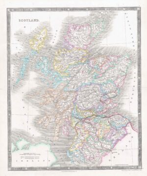 1850 SCOTLAND World Original Antique Map by Henry Teesdale (TNGA-6)