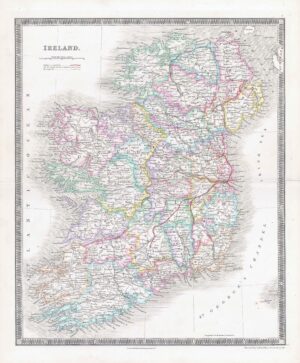 1850 IRELAND World Original Antique Map by Henry Teesdale (TNGA-7)