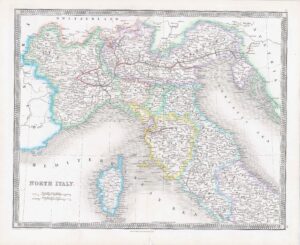 1850 NORTH ITALY World Original Antique Map by Henry Teesdale (TNGA-18)
