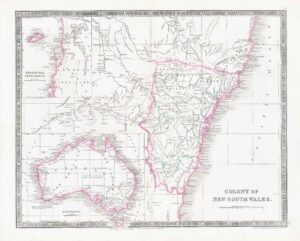 1850 NEW SOUTH WALES World Original Antique Map by Henry Teesdale (TNGA-28)