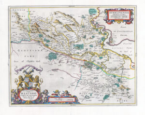 1654 STERLINENSIS SERLIN-SHYR Stirling Stirlingshire in Scotland Map by BLAEU