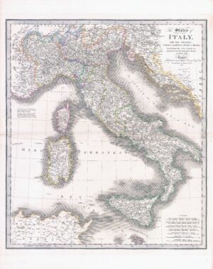 1839 Antique MAP OF THE STATES OF ITALY Corsica Sardinia  by WYLD (WM8)